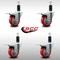 Service Caster 3.5'' SS Red Poly Swivel 1-1/4'' Expanding Stem Caster Set Total Lock Brake, 4PK SCC-SSEXTTL20S3514-PPUB-RED-114-4 - alternate 2